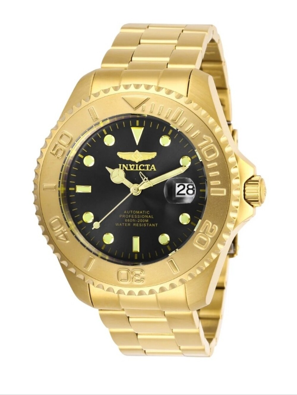 New - 28952 Invicta Gold and Black 47mm Automatic Men's Pro Diver Watch